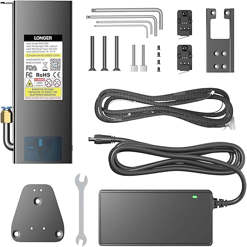 A longer 20W laser engraving machine module for DIY laser engraving machines, with eye protection, compatible with RAY5 and B1 series.