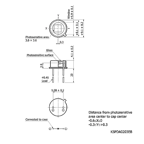 hamamatsu Si photodiode S1226-44BQ For UV to visible, precision photometry; suppressed near IR sensitivity - Image 3