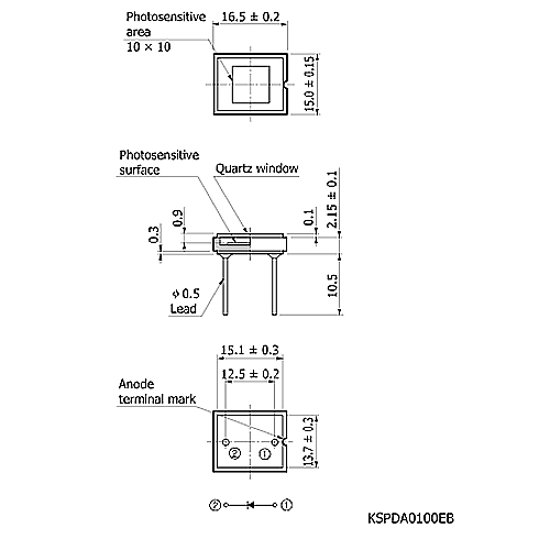 hamamatsu Si photodiode S1227-1010BQ For UV to visible, precision photometry; suppressed IR sensitivity - Image 3