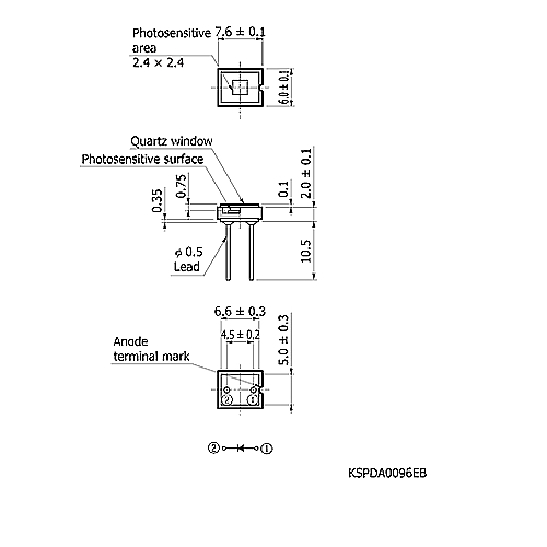 hamamatsu Si photodiode S1227-33BQ For UV to visible, precision photometry; suppressed IR sensitivity - Image 3