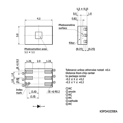 hamamatsu Si photodiode S16495 Photodiode with a filter for monochromatic light (310 nm) detection - Image 3