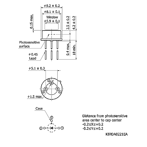 hamamatsu InGaAs PIN photodiode G10899-02K Wide spectral response range (0.5 to 1.7 μm), Active area: 2 mm dia - Image 2