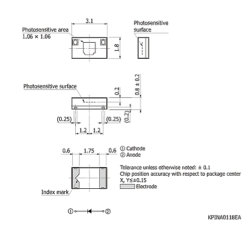 hamamatsu Si PIN photodiode S10993-02CT COB type, applicable to lead-free solder reflow - Image 2
