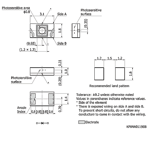 hamamatsu Si PIN photodiode S13773 Surface mount type, high-speed Si photodiode - Image 2
