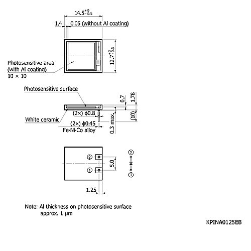 hamamatsu Si PIN photodiode S13993 Large-area Si PIN photodiode for direct radiation detection - Image 3