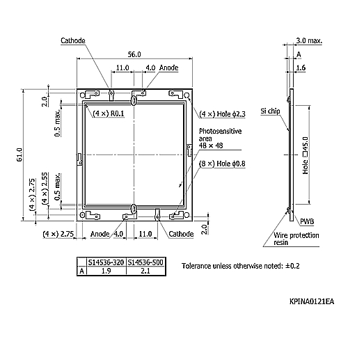hamamatsu Si PIN photodiode S14536-500 Si detectors for high-energy particles - Image 2