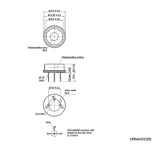hamamatsu Si PIN photodiode S15137 Si photodiode for visible to infrared photometry - Image 3