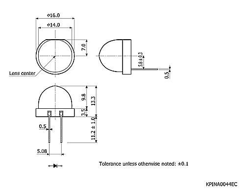 hamamatsu Si PIN photodiode S6801-01 φ14 mm lens plastic package - Image 2