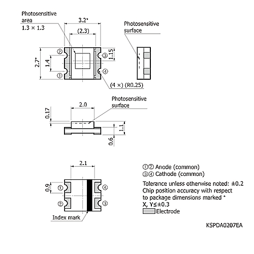 hamamatsu Si photodiode S10625-01CT COB type, applicable to lead-free solder reflow - Image 2