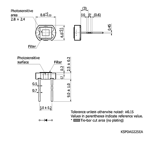 hamamatsu Si photodiode S16838-01MS Low dark current, premolded packages - Image 3