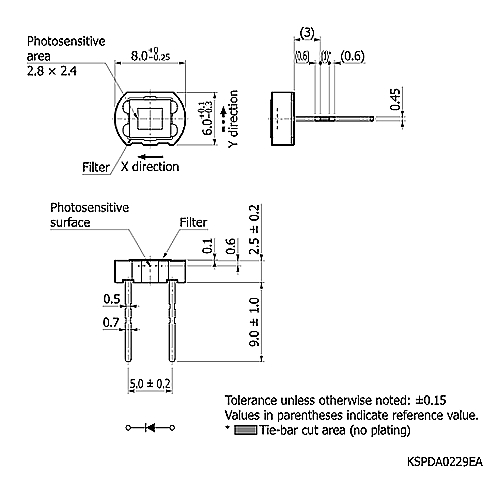 hamamatsu Si photodiode S16839-01MS Photodiode with sensitivity close to spectral luminous efficiency - Image 2