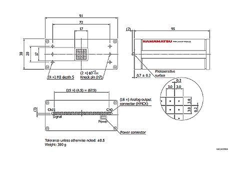 hamamatsu MPPC module C13369-3050EA-04 MPPC array module for very-low-level light detection, 16 ch analog output - Image 2